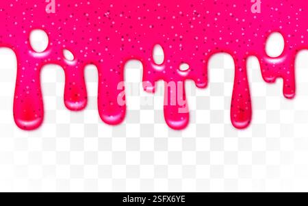 Berry jam, varnish or paint drips on transparent background. Vector illustration Stock Vector