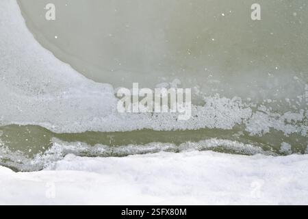Texture different ice from river water and snow Stock Photo
