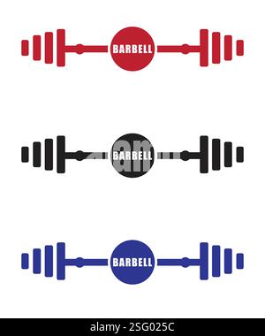 Barbell Logo Design Concept, Fitness Gym Logo, set of barbell logo design Stock Vector