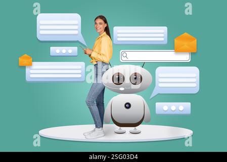 Modern virtual assistant technology enhances user interaction with AI Stock Photo