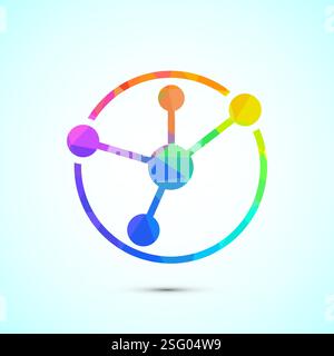 Data science icon design illustration. Big data, digital tech icon, low poly style Stock Vector
