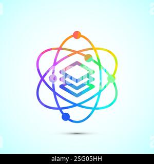 Data science icon design illustration. Big data, digital tech icon, low poly style Stock Vector