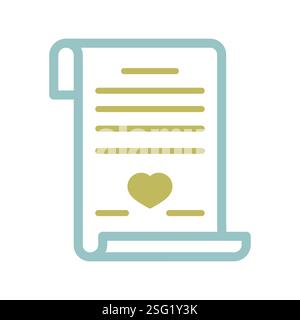 Marriage contract. Wedding certificate isolated icon. Vector illustration, romance elements. Sticker, patch, badge, card for marriage, valentine Stock Vector