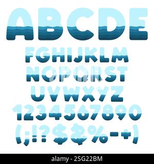 Alphabet, letter, number and sign from layers. Isolated vector objects on white background. Stock Vector