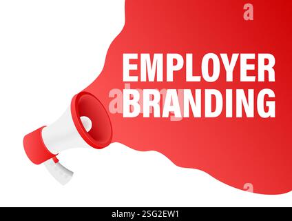 Megaphone announcing employer branding with red speech bubble Stock Vector