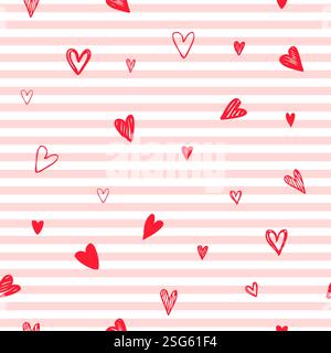Valentine Hearts, seamless pattern, decorative texture Stock Vector