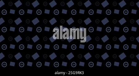 Geometric pattern featuring dark background with varied shapes and numbers arranged symmetrically Stock Vector