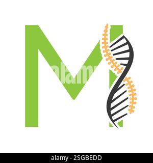 Initial Letter M Spin Therapy Logo, Orthopedic Symbol For Medical and Healthcare Icon Stock Vector