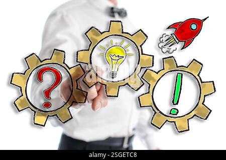 Problem solving concept shown by a man in background Stock Photo