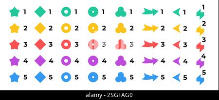 Bright colorful number bullet points collection Stock Vector