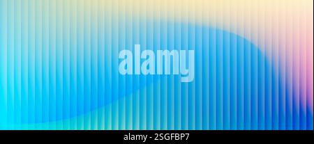 Colorful grainy gradient background with ribbed glass effect Stock Vector