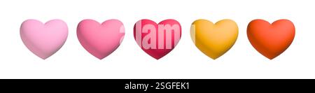 3d style realistic heart icon collection Stock Vector
