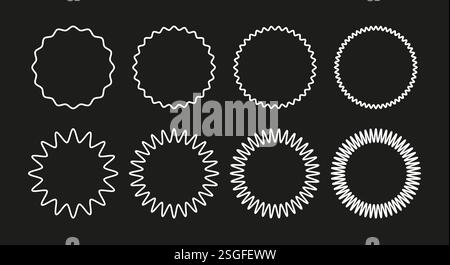 Wavy edge round line frame. Stock Vector