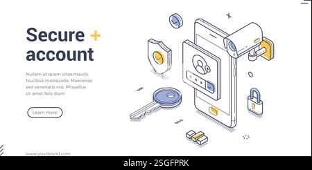 Visual representation of digital security featuring a smartphone, surveillance camera, security icons, and keys. Modern technology and safety measures Stock Vector