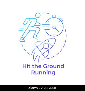 Hit ground running blue gradient concept icon Stock Vector