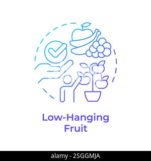 Low-hanging fruit blue gradient concept icon Stock Vector