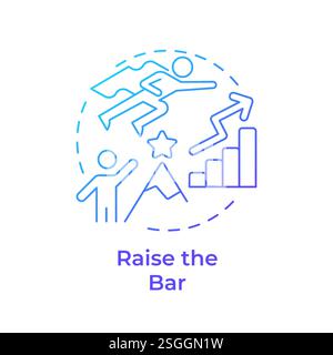 Raise the bar blue gradient concept icon Stock Vector