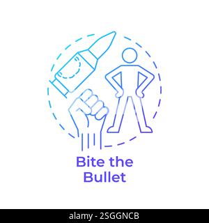 Bite the bullet blue gradient concept icon Stock Vector