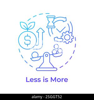Less is more blue gradient concept icon Stock Vector