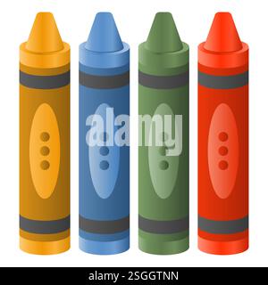 Colorful Crayons Drawing Tools Vector. Crayon Icon Educational Tools. Crayon Elements. Stock Vector