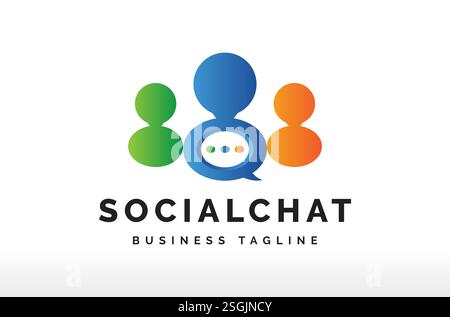 Social media logo social chat logo communication logo design society logo Vector Icon Symbol Silhouette Illustration brand identity Use social media Stock Vector
