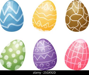 set of vector illustrations of Easter watercolor eggs Stock Vector