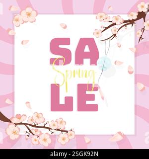banner flyer for spring sale with flowers and place for text Stock Vector