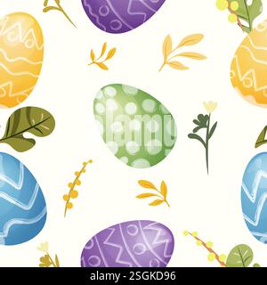 pattern with Easter eggs for cards, packaging and children's textiles Stock Vector