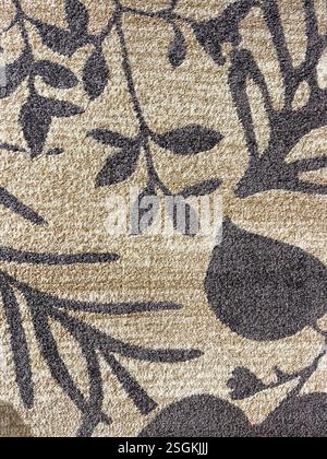 Random texture of custom bespoke carpet rug design, in flower, leaves, and trees branches pattern. Green, pink, and beige color. Luxurious seamless Stock Photo