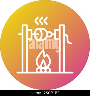 Medieval fire roasting Vector Icon Design Illustration Stock Vector