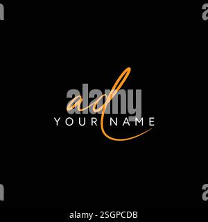 Initial Signature Logo for Letter AD - Vector Logo Template in Handwritten Signature Style Stock Vector