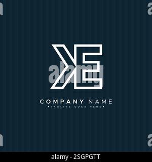 Creative Monogram for Initial Letter KE Logo - Minimal Vector Logo Template for alphabet K & E Stock Vector