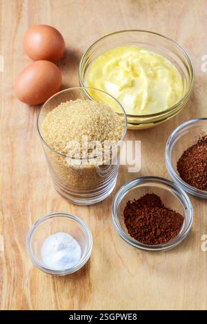 Ingredients necessary to make gingerbread pastry. Preparing easter gingerbread cookies. Steps of making pastry. Stock Photo