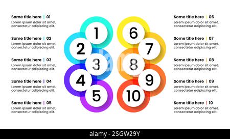 Infographic template with 10 options or steps. Abstract brain. Can be used for workflow layout, diagram, banner, webdesign. Vector illustration Stock Vector
