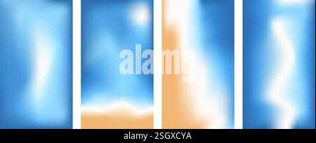 Blur beach gradient background . Gradation blue and orange beige background. Abstract backdrop sea water and sand. Ocean exotic wave. Vector tropical Stock Vector