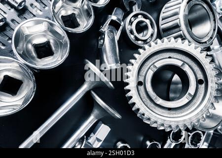 Tool Assembly Automotive engine assembly line, set of crankshaft ready to be ...