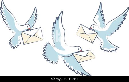 Pigeon mail sketch Stock Vector