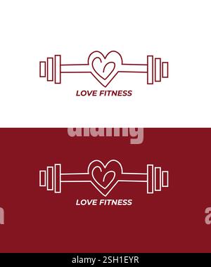 love barbell logo, gym heart logo icon Stock Vector