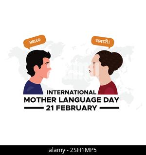 Happy International Mother Language Day. 21 February, International Mother Language Day Vector Design Illustration, Poster, Banner, Advertising, Greet Stock Vector