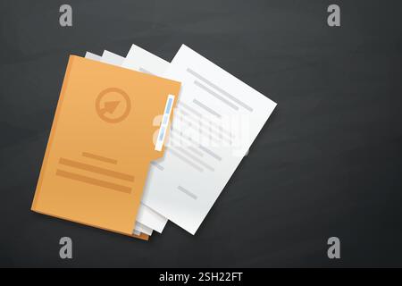 a lying folder with documnets on dark Stock Vector