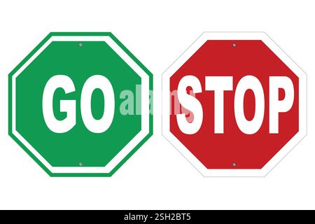 Stop and Go signs isolated on white Stock Vector