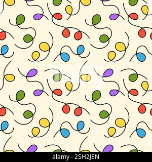 Festive seamless pattern with colorful swirls on a light background for decorating parties and holidays Stock Vector
