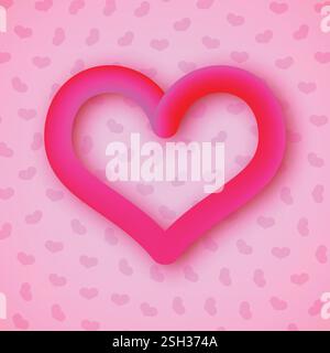 Big red heart on a pink background with little hearts. Symbol of Love. Vector illustration. Stock Vector