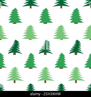 Seamless pattern with spruces on white background. Vector illustration Stock Vector