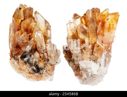 various specimens of uncut creedite rocks cutout on white background Stock Photo