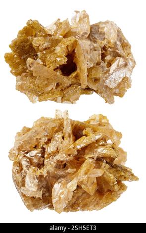 various specimens of uncut cerussite rocks cutout on white background Stock Photo