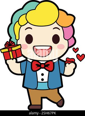 Valentine day, man proposing or giving gifts Stock Vector