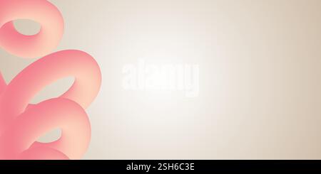 Abstract Pastel Pink Swirls Over Minimalistic Beige Gradient Background Stock Vector