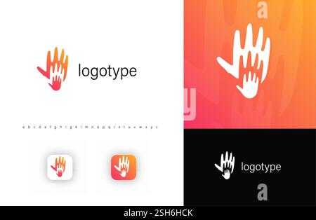 Abstract hand-shaped flame logo symbolizing warmth, care, and support. Represents passion, unity, and humanitarian aid. Ideal for charity, nonprofits Stock Vector