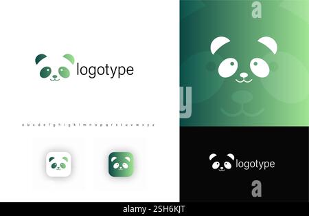 Minimalist panda face logo with friendly expression, symbolizing nature, conservation, and eco-friendliness. Perfect for environmental, wildlife Stock Vector